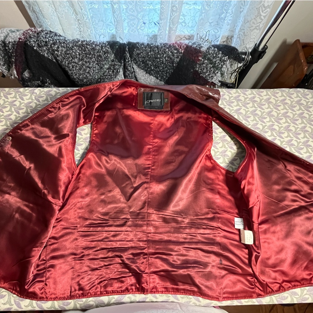 Vintage Men's Leather Vest (Wine) JcPenney 46 TALL - Picture 9 of 15